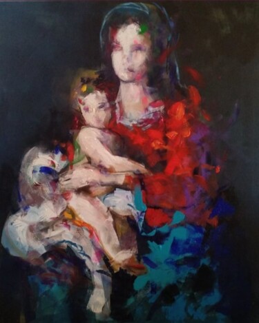 Painting titled "Madonna clasica" by Marina Del Pozo, Original Artwork, Acrylic Mounted on Wood Stretcher frame