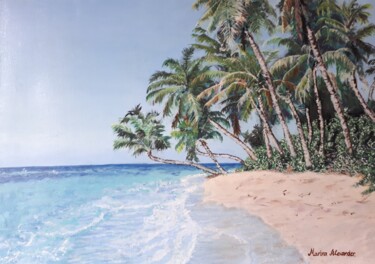 Картина под названием "Dream Palm Beach" - Marina Alexander, Подлинное произведение искусства, Масло