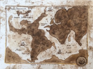 Desenho intitulada "Ancient map. (Sort…" por Marina Kalinovsky, Obras de arte originais, Tinta