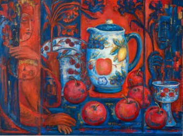 Malarstwo zatytułowany „Triptych in Red and…” autorstwa Marina Kalinovsky, Oryginalna praca, Olej
