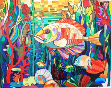 Pittura intitolato "Aquarium / Underwat…" da Marina Sciascia, Opera d'arte originale, Acrilico