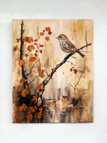 Painting titled ""Autumn Melody" han…" by Marina Sciascia, Original Artwork, Acrylic