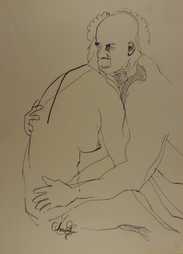 Drawing titled "Amour sincère" by Marine Chauvet, Original Artwork, Ink