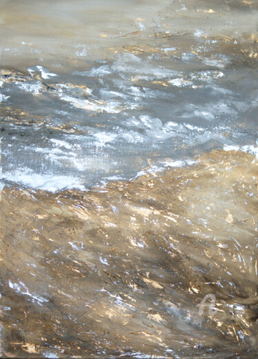 Painting titled "Abstract desert lan…" by Marine Kubert, Original Artwork, Acrylic