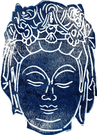 Εκτυπώσεις & Χαρακτικά με τίτλο "Bodhisattva" από Marine Perret, Αυθεντικά έργα τέχνης, Χαρακτικά σε λινόλαιο