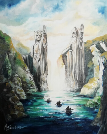 Malarstwo zatytułowany „L'Argonath” autorstwa Marine Sansas, Oryginalna praca, Olej