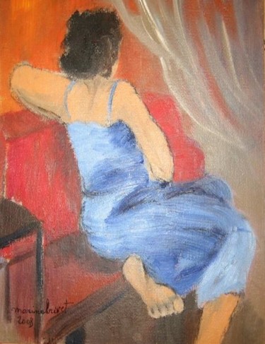 Картина под названием "dos en robe bleue" - Marine Brivet, Подлинное произведение искусства