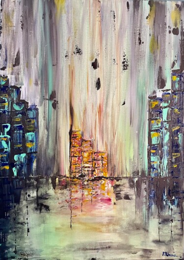 Pittura intitolato "Tramonto urbano" da Marinella D'Errico, Opera d'arte originale, Acrilico