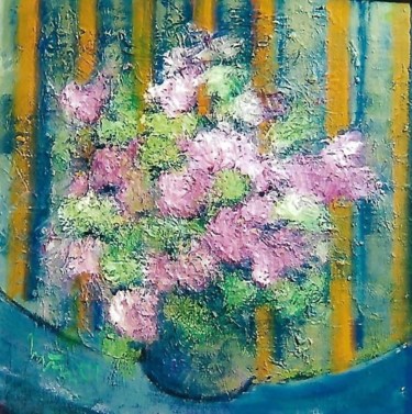 Картина под названием "vaso di fiori rosa" - Mario Fanconi, Подлинное произведение искусства, Масло