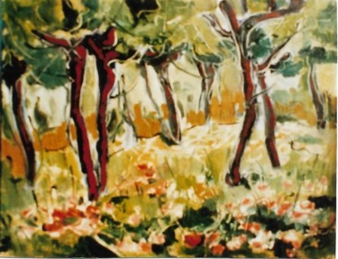 Painting titled "Nel mezzo di un bos…" by Mario Fanconi, Original Artwork, Oil