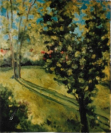Malerei mit dem Titel "Viale alberato" von Mario Fanconi, Original-Kunstwerk, Öl