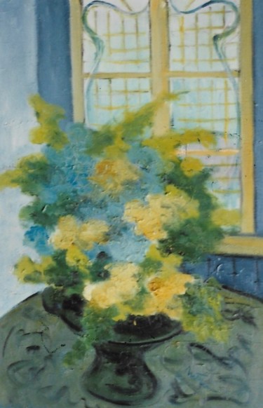 Peinture intitulée "Fiori gialli in vas…" par Mario Fanconi, Œuvre d'art originale, Huile