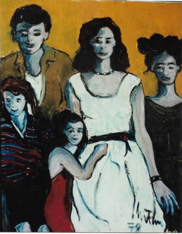 Pittura intitolato "Famiglia riunita" da Mario Fanconi, Opera d'arte originale, Olio