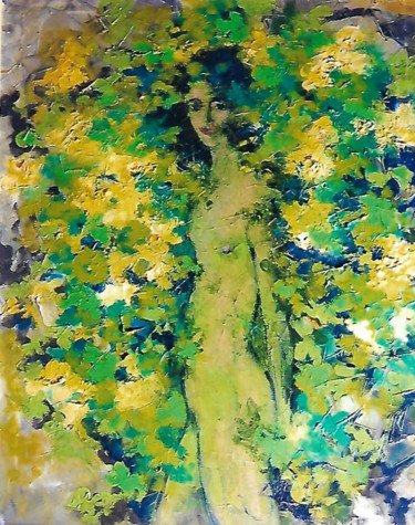 Schilderij getiteld "Nudo nel verde" door Mario Fanconi, Origineel Kunstwerk, Olie