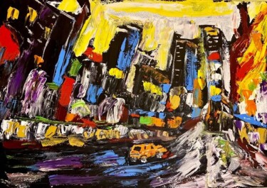 Schilderij getiteld "Broadway" door Mario Pratesi, Origineel Kunstwerk, Olie