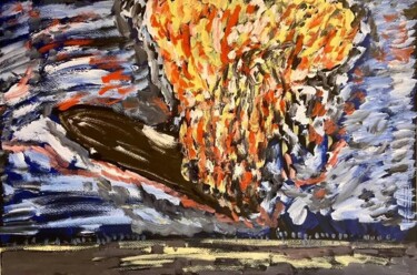 Pintura titulada "Lo zeppelin in fiam…" por Mario Pratesi, Obra de arte original, Oleo