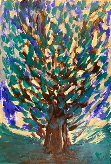 Painting titled "Albero" by Mario Pratesi, Original Artwork, Oil