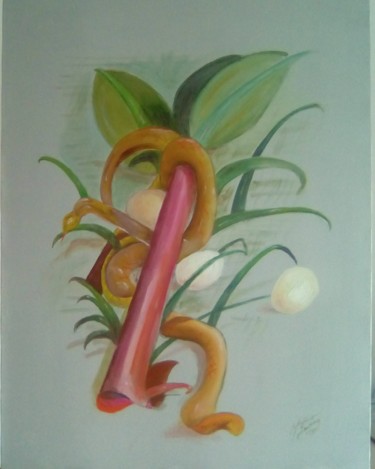 Painting titled "Serpentiform" by Mario Sanna, Original Artwork, Oil