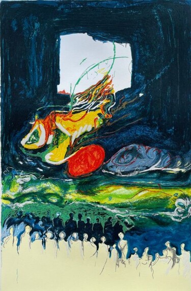Incisioni, stampe intitolato "Buio inquinato" da Mario Schifano, Opera d'arte originale, Serigrafia