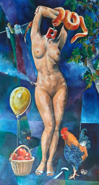 Peinture intitulée "I capricci di Eva" par Mario Venza, Œuvre d'art originale, Acrylique