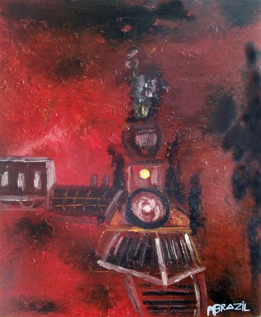 Painting titled "O vermelho e o Negro" by Mário Brazil, Original Artwork, Oil