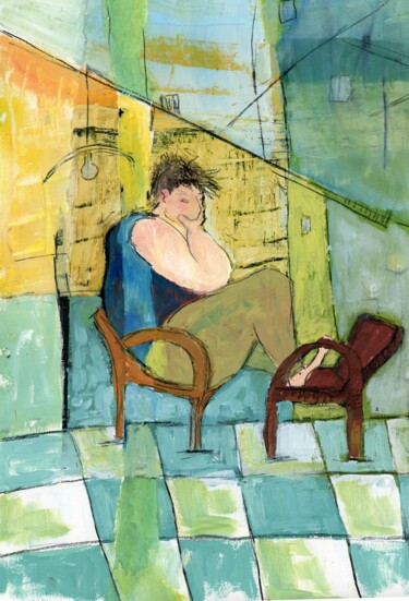Schilderij getiteld "jour de reflexion" door Marion Durand-Gasselin, Origineel Kunstwerk, Acryl
