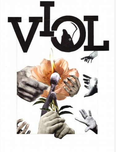 Collagen mit dem Titel "Viol" von Marion Revoyre, Original-Kunstwerk, Collagen