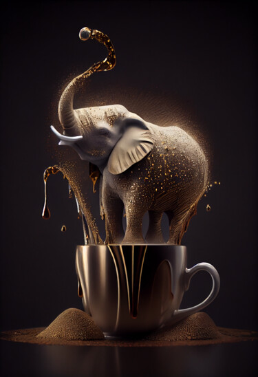 Arte digitale intitolato "Elefant  in einer K…" da Marion Terasa, Opera d'arte originale, Immagine generata dall'IA