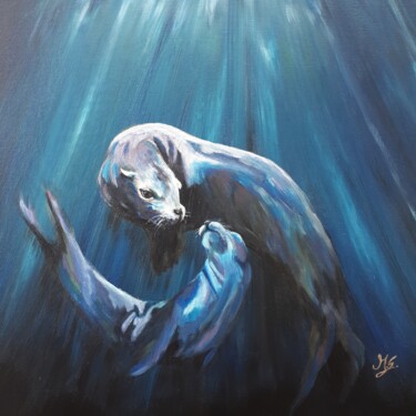Pintura intitulada "Seehunde" por Marit Symalla, Obras de arte originais, Acrílico