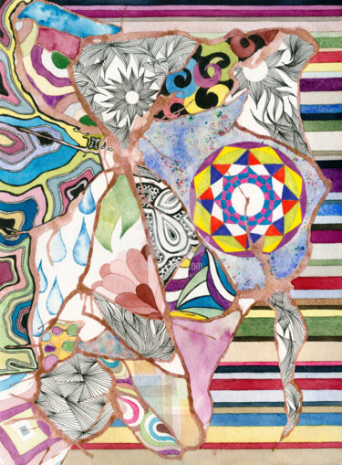 Картина под названием "Colors and life" - Marita Aguilar, Подлинное произведение искусства, Акварель Установлен на Другая же…