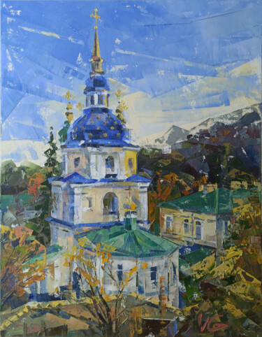 Pintura titulada "KYIV. The Vydubytsk…" por Volodymyr Glukhomanyuk, Obra de arte original, Oleo