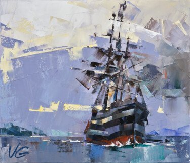 Schilderij getiteld "GHOST SHIP" door Volodymyr Glukhomanyuk, Origineel Kunstwerk, Olie