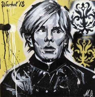 Malerei mit dem Titel "Andy Warhol'18" von Mariya Bogdanova, Original-Kunstwerk, Acryl Auf Karton montiert