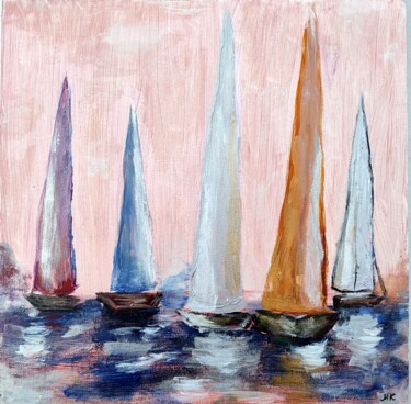Peinture intitulée "Sailboats" par Mariya Missonova, Œuvre d'art originale, Acrylique