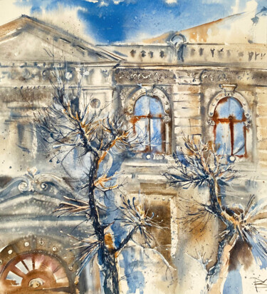 Pintura intitulada "Classics of Samara" por Mariya Volynskih, Obras de arte originais, Aquarela