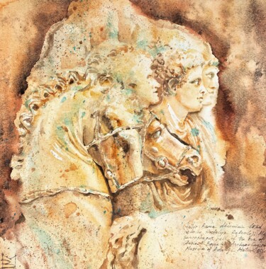 Schilderij getiteld "Roman Profile" door Mariya Volynskih, Origineel Kunstwerk, Aquarel