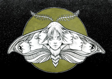 Rysunek zatytułowany „Moth” autorstwa Mariya Markina, Oryginalna praca, Długopis żelowy