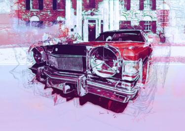 Digitale Kunst mit dem Titel "Elvis's Cadillac Fl…" von Marjoline Delahaye, Original-Kunstwerk, 2D digitale Arbeit Auf Keilr…