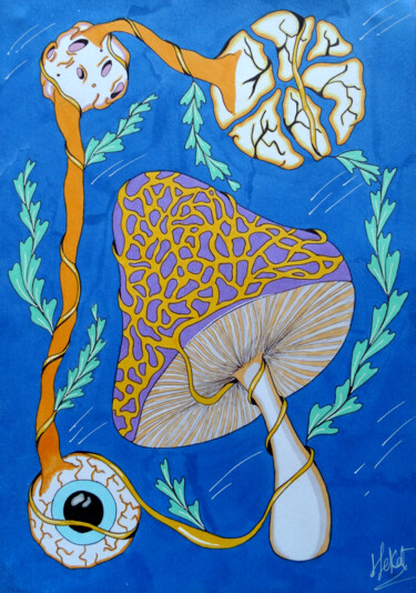 Drawing titled "Mycélium" by Marjorie Planchenault, Original Artwork, Marker