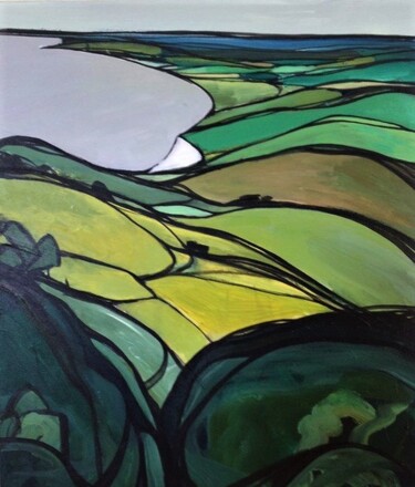 Painting titled "Over Osmington" by Mark Harris, Original Artwork, Acrylic