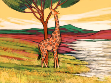 Artes digitais intitulada "Giraffe in Scotland" por Mark Harris, Obras de arte originais, Trabalho Digital 2D