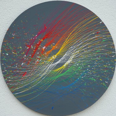 Painting titled "Splash 67 - runde L…" by Mark Hellbusch, Original Artwork, Lacquer Mounted on Wood Stretcher frame