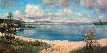 Painting titled "Summer by the lake" by Mark Kremer, Original Artwork, Oil