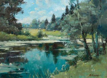 Картина под названием "The Pond" - Mark Kremer, Подлинное произведение искусства, Масло
