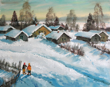 Картина под названием "The bright winter" - Mark Kremer, Подлинное произведение искусства, Масло