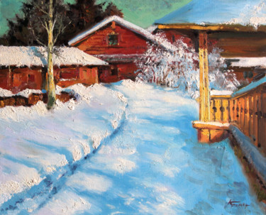 Painting titled "Rural motive. Russi…" by Mark Kremer, Original Artwork, Oil