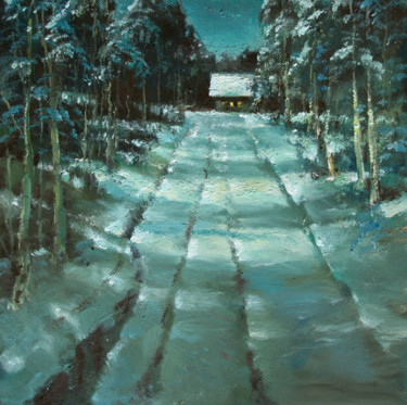 Картина под названием "Winter road in Vill…" - Mark Kremer, Подлинное произведение искусства, Масло