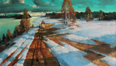 Painting titled "Early spring. Eveni…" by Mark Kremer, Original Artwork, Oil