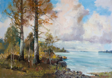 Painting titled "Lake Shore" by Mark Kremer, Original Artwork, Oil