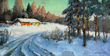 Malerei mit dem Titel "Winter Sun. Road" von Mark Kremer, Original-Kunstwerk, Öl